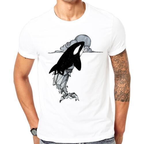 Fashion summer printed Casual o-neck Men T-shirt killer whale geometric 2019 new Man shirt comfortable Short sleeve Cool design
