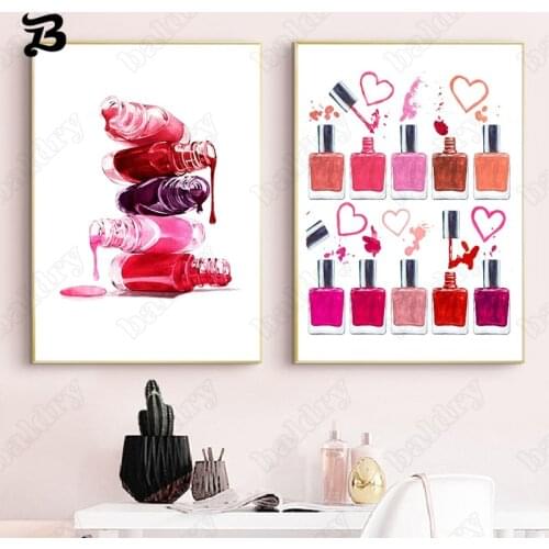 Art Canvas Painting Beauty Nail Polish Wall Art Canvas Painting Love Heart Nail Art for Bathroom Home Decoration Wall Pictures