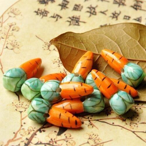 Carrot Shape Charms Ceramic Beads For Jewelry Making DIY Bracelet Material Jewelry Painted Porcelain Bead Diy Loose Bracelets