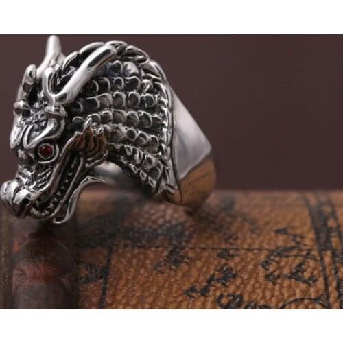 Solid 925 Sterling Silver MENS Men dragon punk ring rings jewelry gift A5091