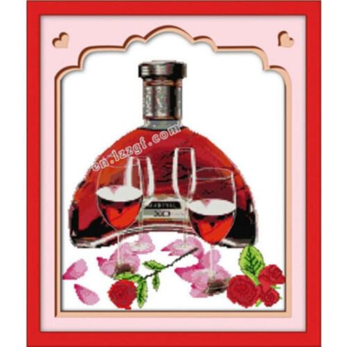 Roses red wine cross stitch kit flower still life counted fabric 14ct 11ct hand embroidery DIY handmade needlework supplies bag