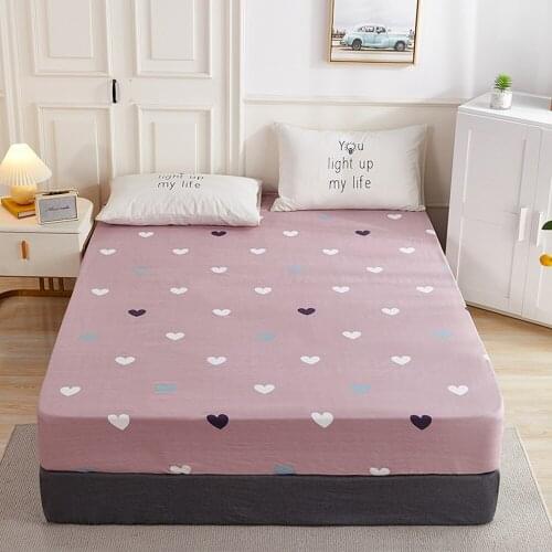 1pcs 100% Cotton Printed Fitted Sheet Mattress Cover Double Four Corners With Elastic Band Adult Kids Bed Linen (No Pillowcase)