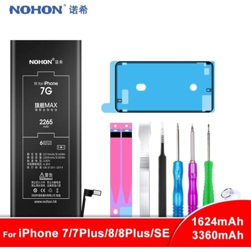 NOHON Battery For iPhone 7 8 Plus 7Plus 8Plus SE Bateria For iPhone7 Replacement Max Capacity Mobile Phone Batarya + Free Tools