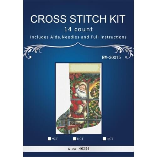 Oneroom Snow birds christmas sock Embroidery Crafts Needlework 14CT Unprinted Arts Cross Stitch Kits DMC DIY Quality 32