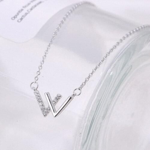 925 sterling silver necklace art fresh temperament alphabet necklace female Korean edition fashion collarbone chain