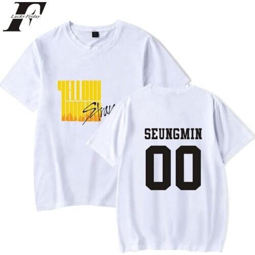 Stray Kids t shirt Women/Men kpop Album Yellow Wood T-shirt korean StrayKids Clothes Tops Short Sleeve T Shirt plus size 2019