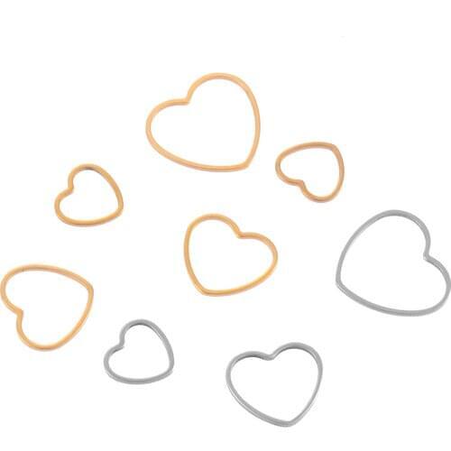 10 PCS Of Stainless Steel Gold-Plated Love Earrings Connector Rectangular Round Ring Pendant Diy For Jewelry Making Accessories