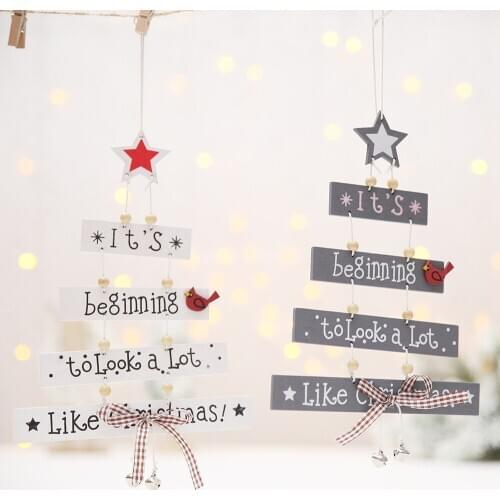 Festive Supplies Colorful Wood Hanging Letters Christmas Tree Pendant Drop Ornaments 4pc/lot