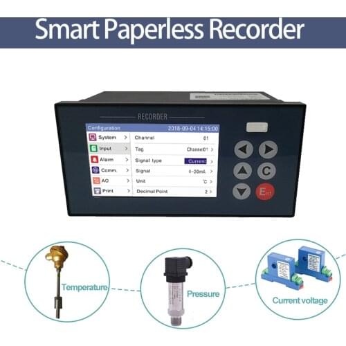 1 2 3 4 5 6 Industrial Paperless Recorder Temperature Data Current Voltage Pressure Level Data Logger 4-20mA RS485