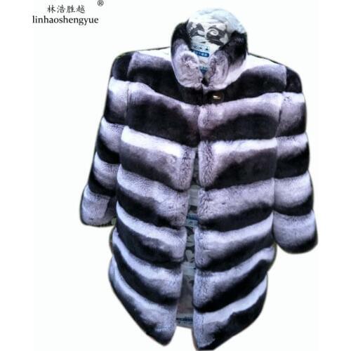 Linhaoshengyue Blue and Purple Rabbit Fur Coat
