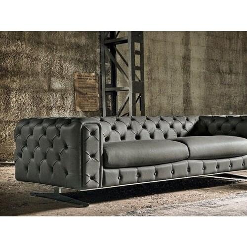 Hera Original Quilted Chesterfield Canape Is Completely Our Own Production And Black Nubuck With Canape Self-patterned Fabric