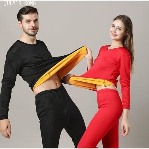 JULYS SONG Mens Thermal Underwear Autumn Winter Pajamas Retro Luxury Flannel 2 Pieces Soild Color Warm Thicking Homewear