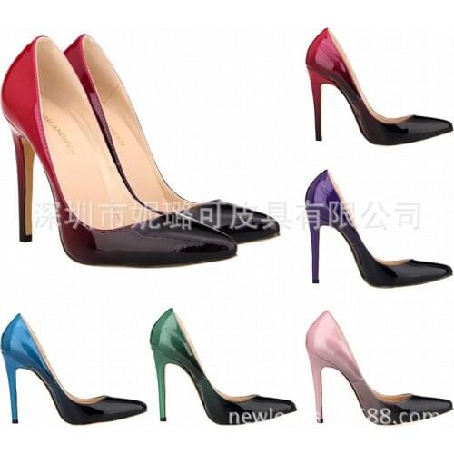 HOT Women Shoes Pointed Toe Pumps Patent Leather Dress Party Pointed Toe 11CM Thin High heels Slip On women shoes size 35-42