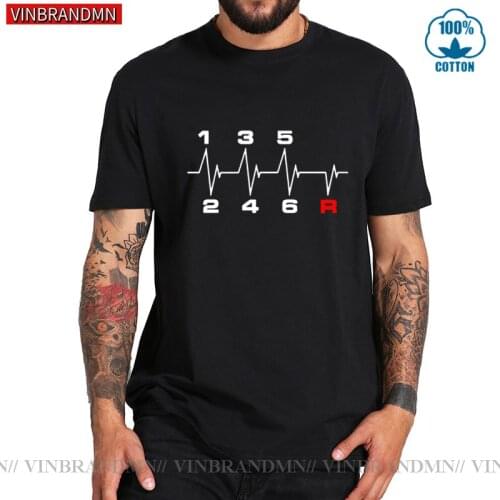 Funny 6 Speeds Gear Shift Manual Transmission Heartbeat T shirt Racing Car Race driver Roadster Save the Manual T-shirt camiseta