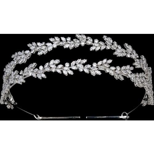 Tiaras and Crown HADIYAMA Elegant Exquisite Leaf Shap Women Wedding Hair Clip Party Hair Accessories BC5836 Corona Princesa