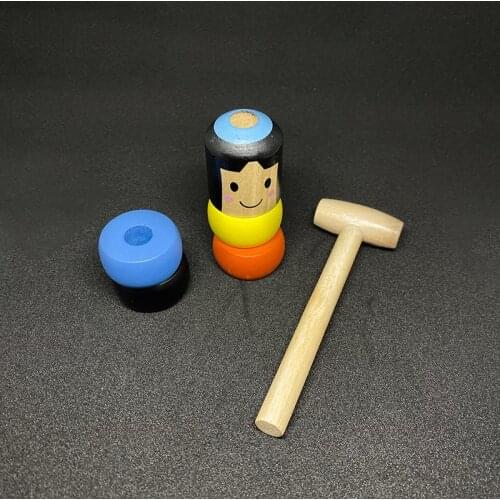 1set Immortal Daruma Unbreakable Wooden Man Magic Toy Magic Tricks Close Up Stage Magic Props Comedy Mentalism Fun Toy Accessory