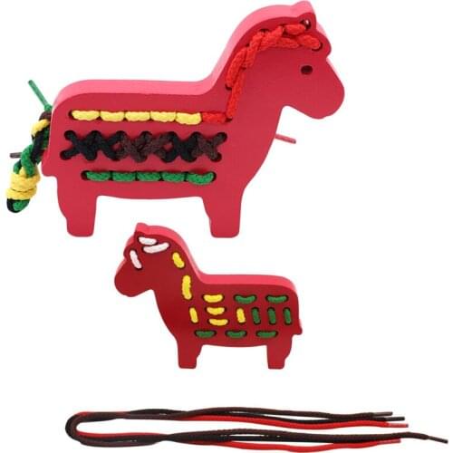 1 Set Animal Stringing Toy Threading Board Puzzle Wooden Toy Animal Threading Jigsaw Puzzles For Baby