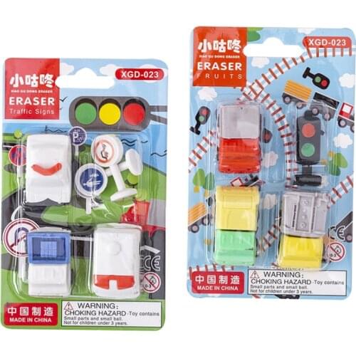 10sets Creative Traffic light Rubber Suit student Car Eraser set gifts for boys festival gift office supplies random design