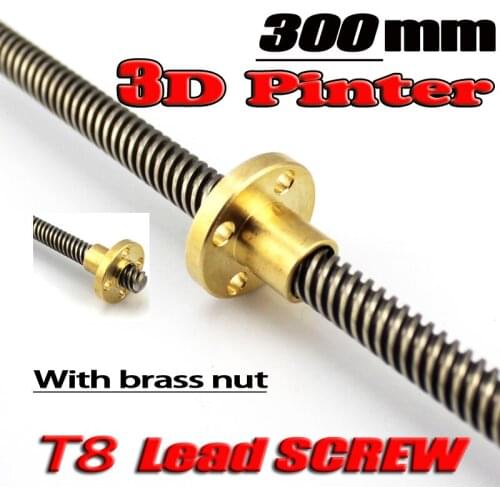 3D Printer THSL-300-8D Lead Screw Dia 8MM Pitch 1mm Lead 1mm Length 300mm with Copper Nut
