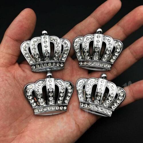 4x Metal Crystal Crown Rhinestone Princess Car Emblem Badge Motorcycle Sticker