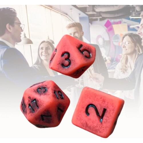 7Pcs Per Set Dice Antique Multi-sided Acrylic Orange 7 Dice Board Game Set for Party Entertainment Supplies