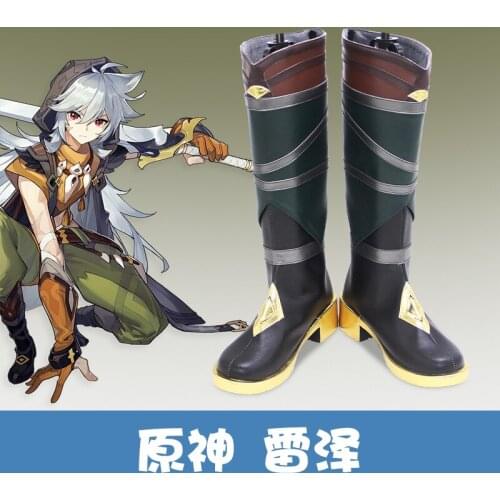 Anime Genshin Impact Razor Cosplay Wig Razor Cosplay Shoes Boots Halloween Carnival Accessories