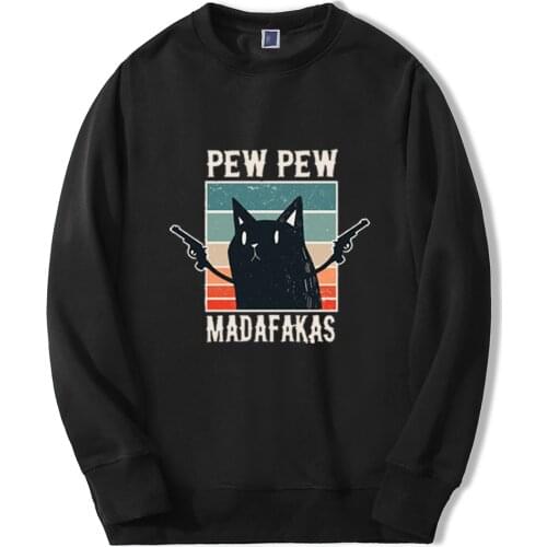 Anime MenS Pullover Kawaii Black Cat Guns Cute Mens Sweatshirts Japanese Streetwear Hoodie Harajuku Men Sweatshirt Sportswear