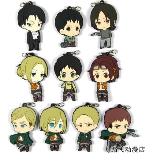 Attack on Titan Anime Keychain Krista Lenz Rivaille Eren Armin Sasha Mantra Rubber Strap/Phone Charms