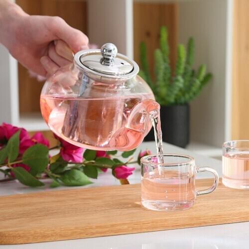 600ML 800ML Borosilicate glass Teapot Tea Stainless Steel Filte Infuser Lid Modern Tea Pot Tool Kettle Terbal Teaware Drinkware