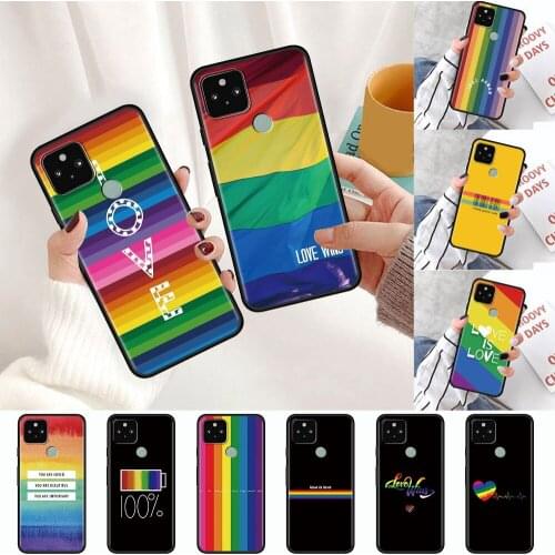 Gay Lesbian Lgbt Rainbow Pride Phone Case for Google Pixel 4 XL 4a 4G 5G 5 Capa Mobile Phone Bag Black Soft Silicone Cover