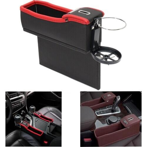Black PU Car Catcher Box Seat Gap Slit Pocket Organizer Key Coin Box Passenger Side . 23.5 x 27cm