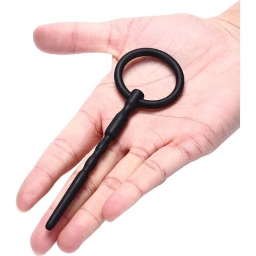 Black Silicone Male Penis Plug Urethral Sound Catheter Dilator Massage Tube Urethral Stretcher Irritation Rod