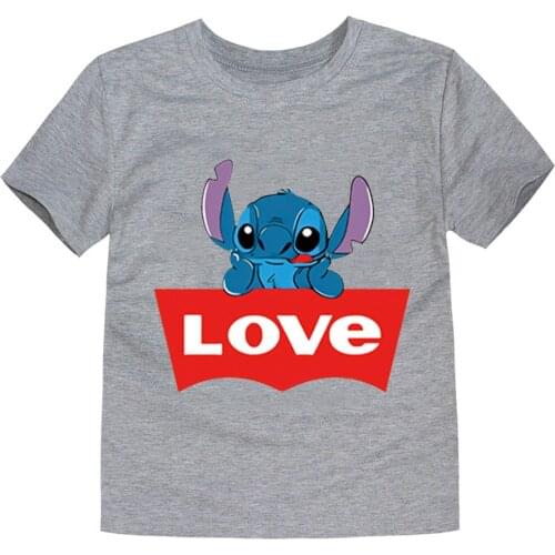 Kids T-shirt Disney Cartoon Cotton shirt Lilo&Stitch Tops For Girls Costume Summer Ullzzang Baby Short Sleeve Boy Clothes