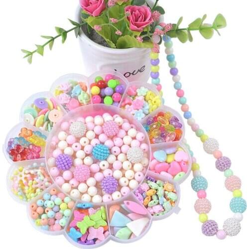 Childrens Beaded Suit Fun Beaded Amblyopia Training Girls' Toys Sunflower Boxed Toys for Girls DIY Beads Bracelet Kit Bead Kit