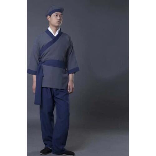 Hanfu Civilian Clothes Chinese Folk Dance 5 Color Ancient Chinese Costume Men Stage Performance Outfit Servant Suit