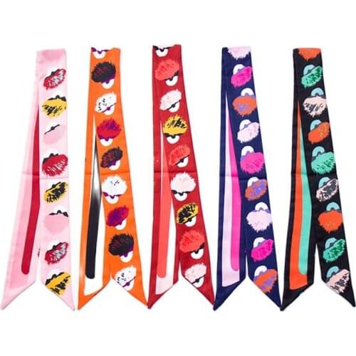 Classic little devil lady scarf designer twill tie bag handle silk scarf small ribbon headband hair scarves womens bandana JK55
