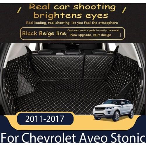 Leather Custom Car Trunk Mat For Chevrolet Aveo Stonic 2011-2017 Cargo Liner Accessories Interior Boot