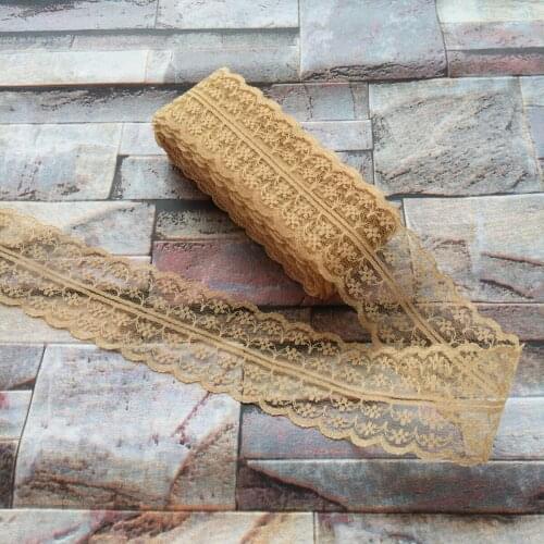Beautiful Brown 10 Yards 45mm Width Net Embroidery Lace Bilateral DIY Jewelry, Clothing, Wedding, Sewing accessories