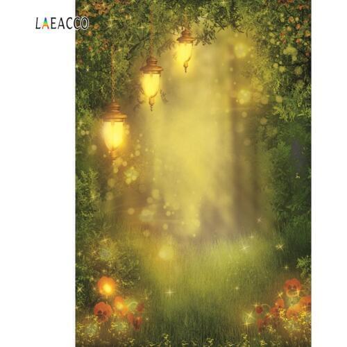 Laeacco Jungle Forest Backdrops Dreamy Green Light Grass Polka Dots Cave Baby Photography Backgrounds Photocall Photo Studio