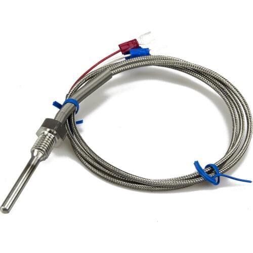 FTARP09 PT100 type 1m metal braided cable 50mm probe head RTD temperature sensor M6 M8 M10 M12 M14 M16 M20 M27 thread
