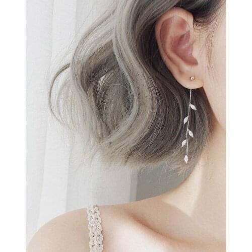 Fashion S925 Silver Needle New Willow Leaf Earrings Korean Earrings Simple Long Tassel Earrings for Women Luxury Charm Jewelry
