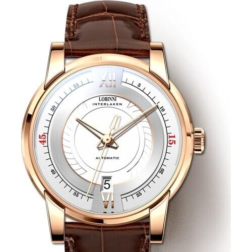 LOBINNI Male Mechanical For SIEKO Movement Automatic Self-Wind Mens Watch Top Brand Luxury Switzerland montre homme Dropship