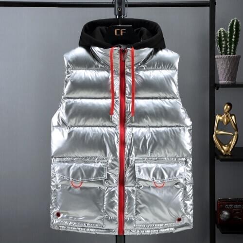 2021 New Thicken Vest Men Casual Winter Waterproof Warm Hooded Big Pockets Sleeveless Coat Hat Detachable Plus Size 4XL 5XL