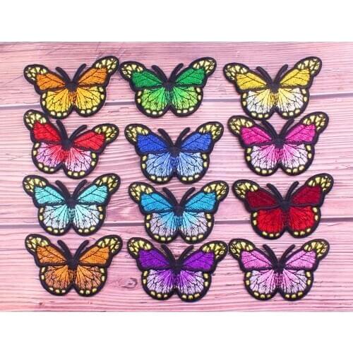 Butterfly Iron On Stickers For Clothes Decor Colorful Cartoon Animal Quality Lovely Sewing Appliqued Badge DIY Embroidered Patch