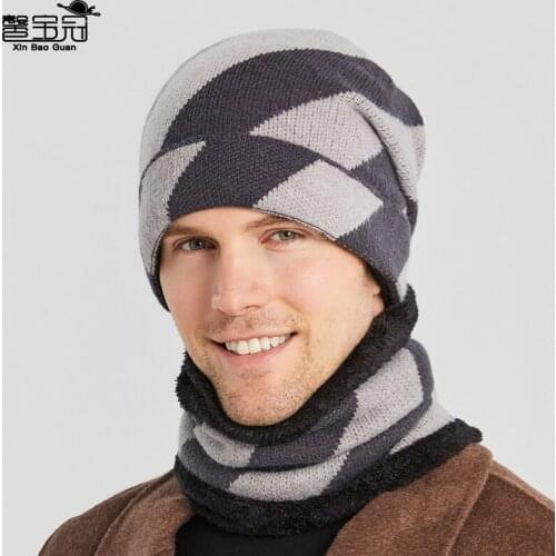 New fashion mens hat outdoor winter ear protection warm knitting hat striped wool hat headgear winter