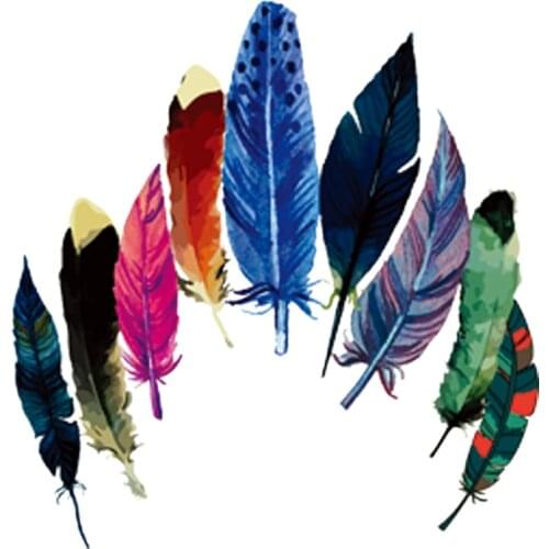 NEW Nine pieces Colorful Feather Patches For Kids T-shirt Stickers Diy Game Iron On Patch Heat Transfer Washable Patches