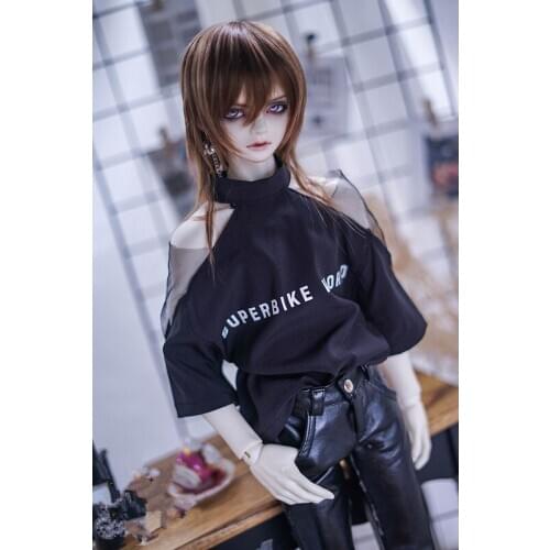 BJD doll Clothing Suitable for 1/3 1/4 MSD Uncle Size Daily Shirt Short Sleeve Top Black White 2 Color doll accessories