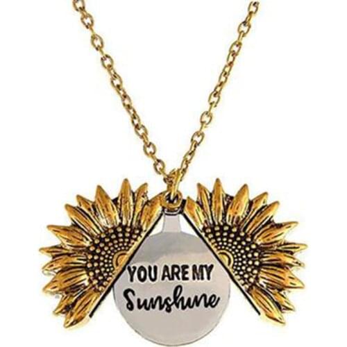 New Fashion Jewelry Statement Necklace Sunflower Double Engraved Neckchain Wholesale Collares Necklace Women Statement Necklace