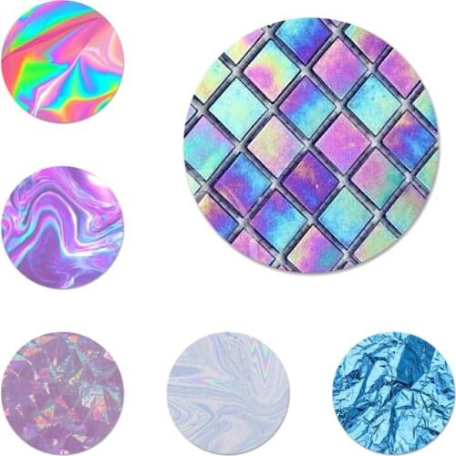 Pastel Metallic Holographic Iridescent Glitter Icons Pins Badge Decoration Brooches Metal Badges For Backpack Decoration