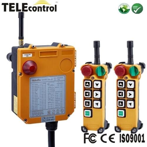 Multiple control 6 single speed push buttons RF industrial wireless crane remote control system 2 transmitters 1 receiver F24-6S